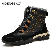 men sneakers winter outdoor hiking shoes warm plush waterproof male trekking ankle boots anti skid soft booties zapatos hombre