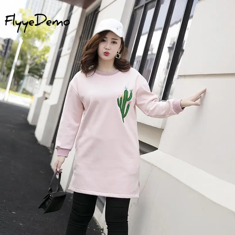 

2020 Autumn Fashion Womens Hoodies Long Sleeve Sweatshirt Women Hooded Floral Embroidery Fleece Pullover Kwaii Female Tops