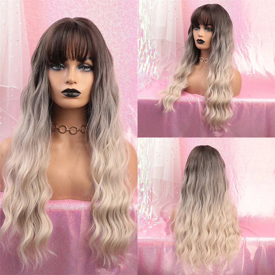 Inhair Cube женский парик темно-коричневый корень Омбре Красный Длинные волнистые термостойкие синтетические волосы парики для женщин использование и косплей бесплатные подарки