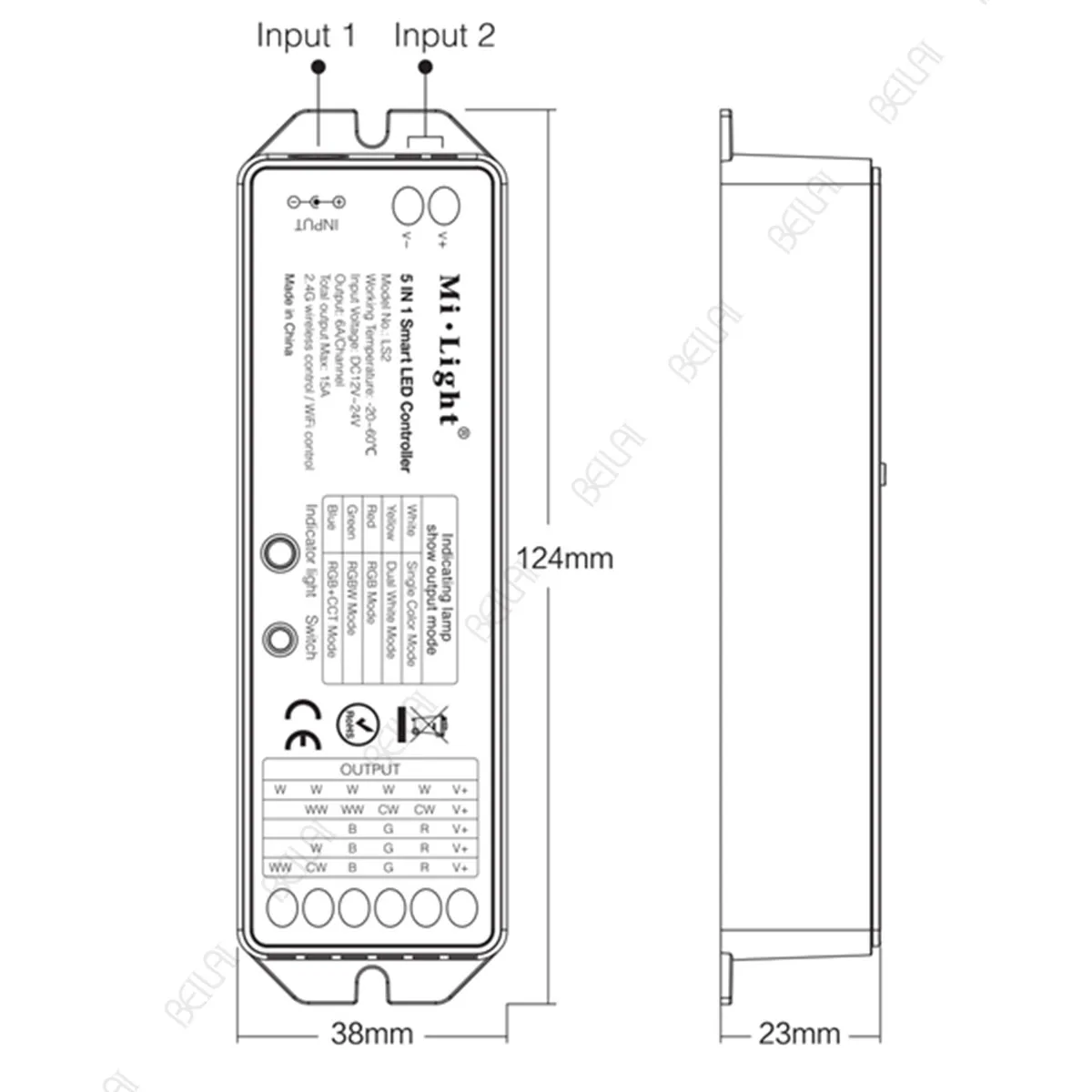 Mi Light RGB + CCT Smart P 5 In 1 LED Controller DC12-24V 2.4G wireless control for Single Color RGBW Strip | Лампы и освещение