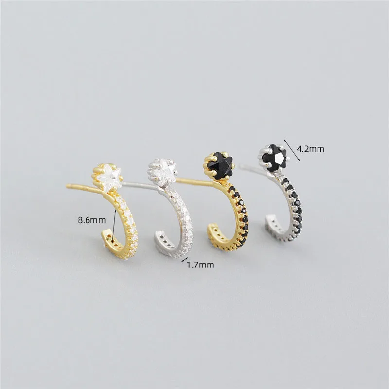 

YPAY 100% Genuine 925 Sterling Silver Stud Earrings for Women Female INS Star Zircon Earring Fine Jewelry Christmas Gifts YME866