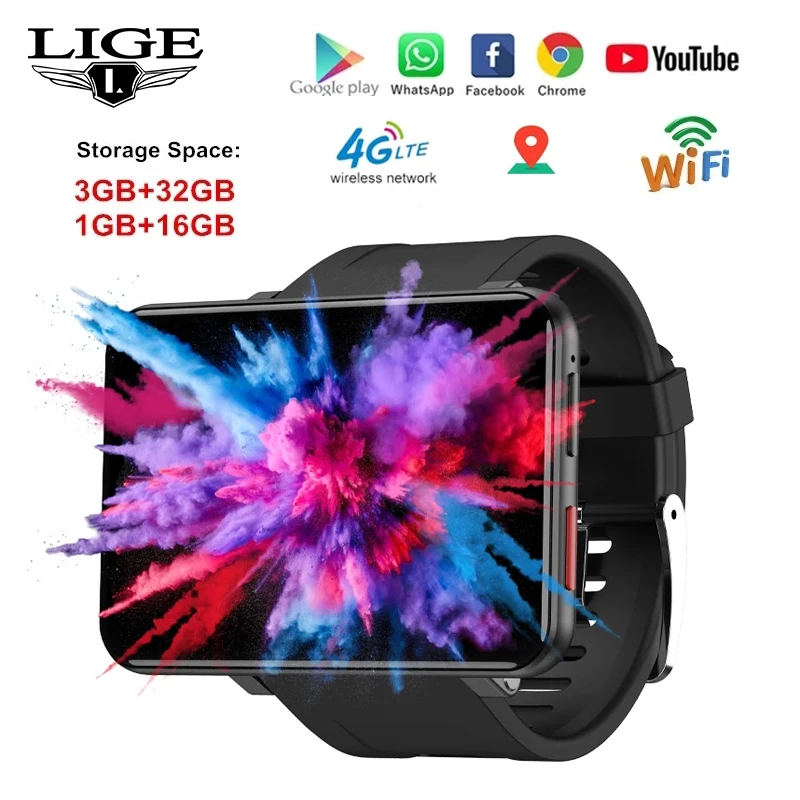 

Смарт-часы LIGE DM100 мужские, 4G, 2,86 дюйма, 5 МП, GPS, SIM-карта