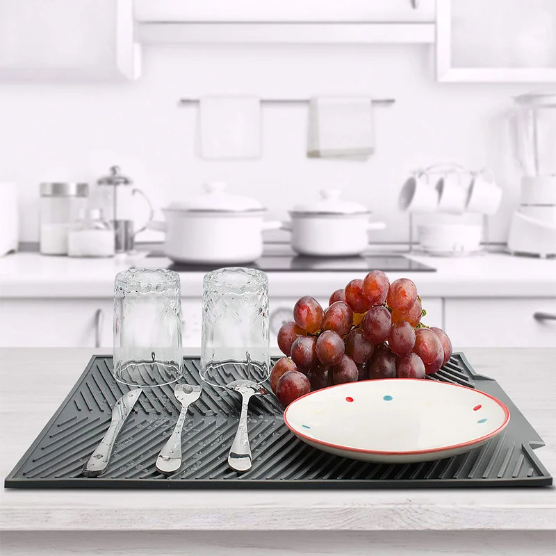 Силиконовый сливной Прямоугольный Коврик для сушки посуды термостойкий