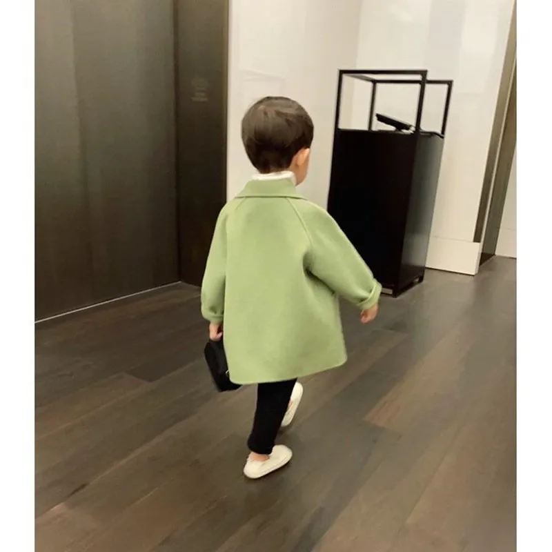 Пальто для мальчиков в клетку детское шерстяное пальто модная куртка девочек