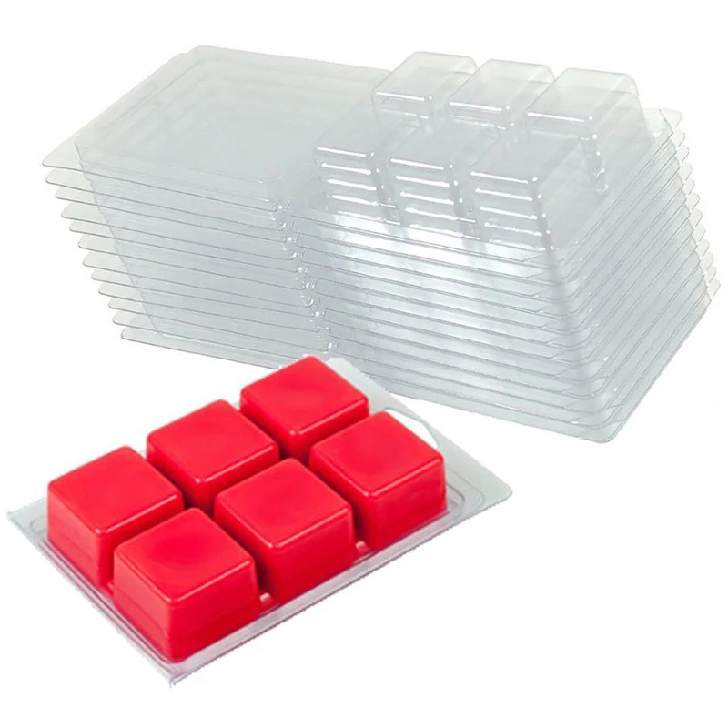 

10Pcs 6 Grids DIY Craft Mould Wax Melt Molds Clear Wax Clamshells Wickless Wax Melt Candles Boxes
