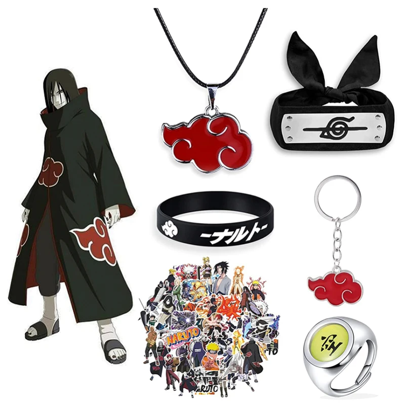 Аксессуары для косплея Акацуки из аниме Наруто кольцо ожерелье брелок повязка на