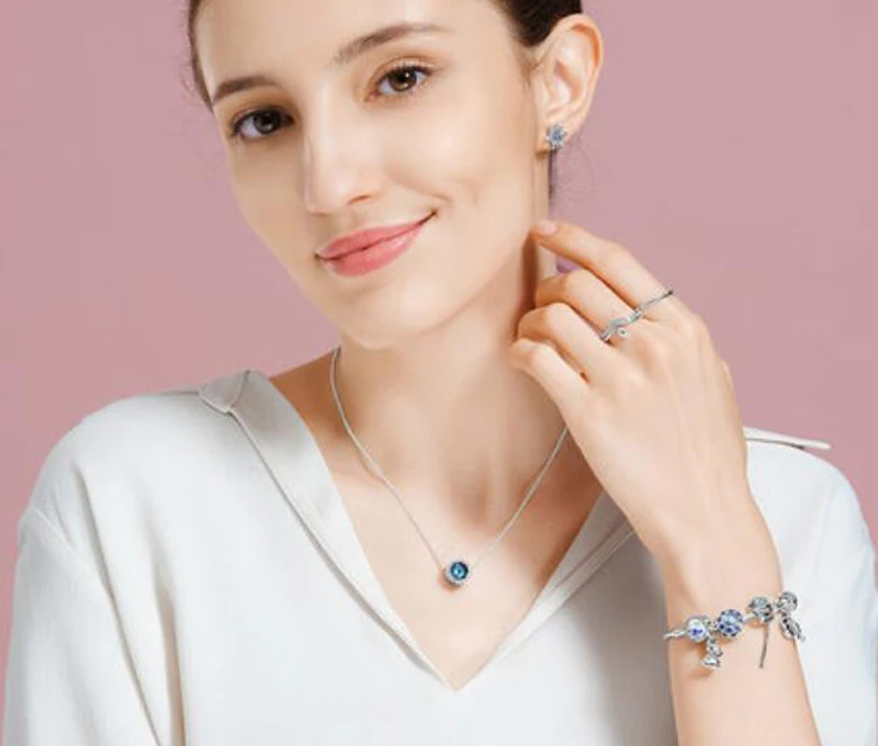 

LMNZB Luxury Blue Beads Pan Charm Necklace Pendant Original Solid 925 Sterling Silver Pendant Necklace Fine Jewelry LPN067
