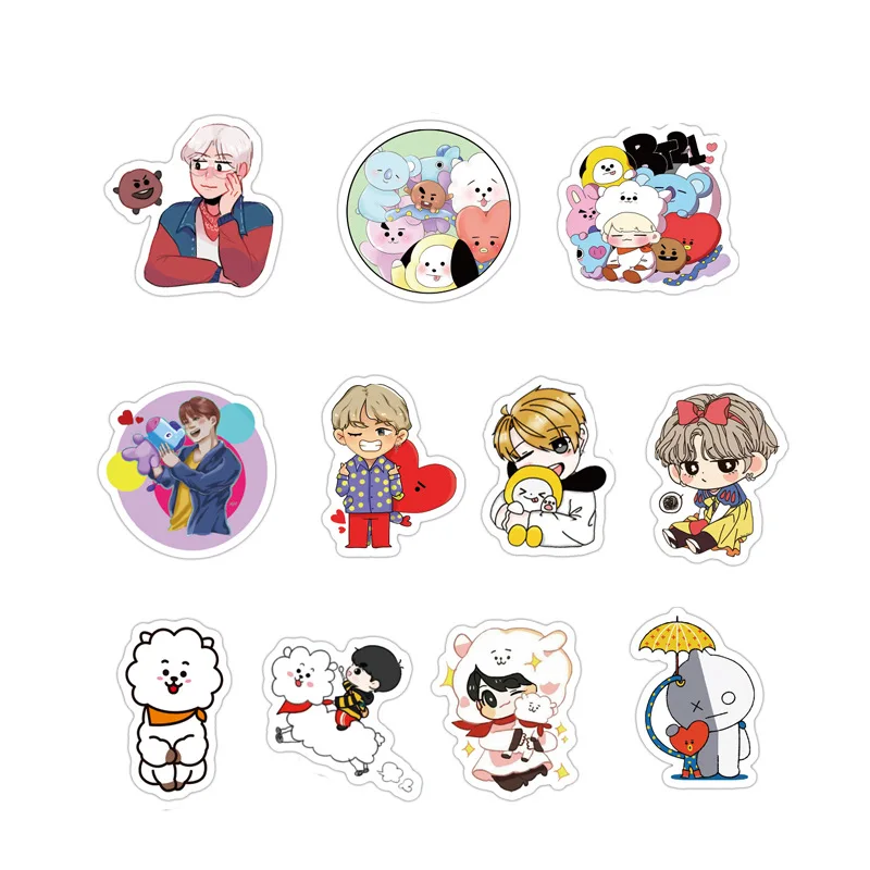 60 шт. BT21 наклейка мультяшная Милая наклейка для домашнего декора DIY Наклейка s багаж ноутбук игрушка для скейтборда Дневник Книга телефон автомобиль