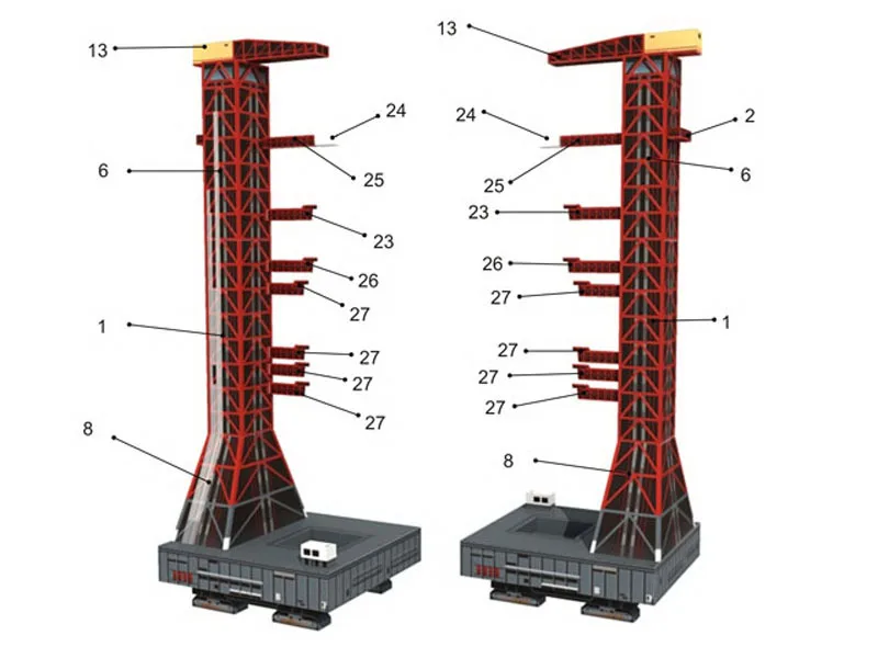 

Paper craft 1:300 Saturn 5 carrier rocket and launch pad handmade DIY