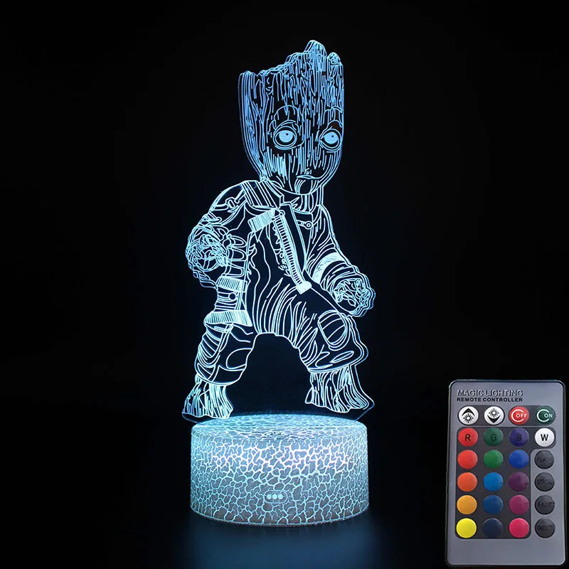 Железный человек фигурка 3D Иллюзия светодиодный ночной Светильник s Мстители завершающей светильник вверх "Человек-паук" фигура Халка маска Железного человека модель игрушки - Цвет: MY135-CRACK16-RC
