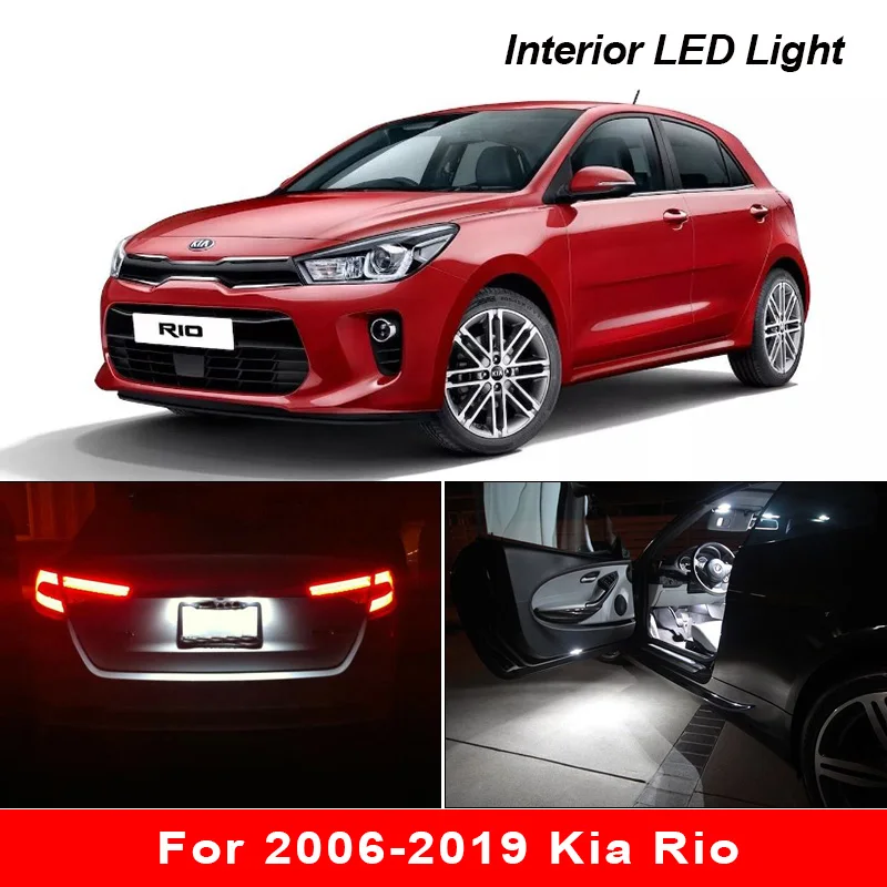 

White car accessories Canbus Error Free LED Interior Light For 2006-2019 Kia Rio Reading Light Kit Map Dome License Lamp