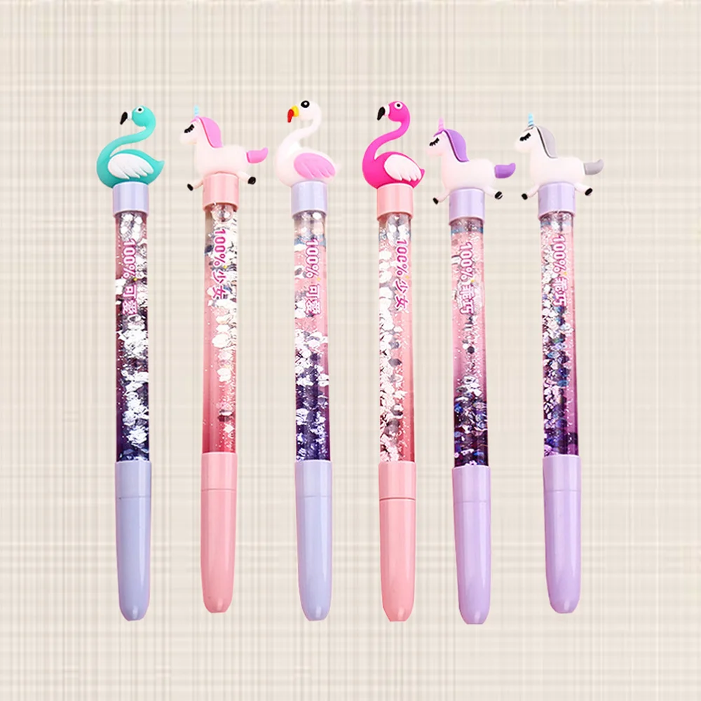 

6Pcs 0.05mm Creative Cartoon Swan Oil Quicksand Pen Black Signature Pen (Mixed Ctyle)