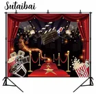 Фон с изображением попкорна для вечевечерние в стиле фильма, день рождения, праздничный шатер, красный ковер, знаменитости, баннер, декорация для фотобудки