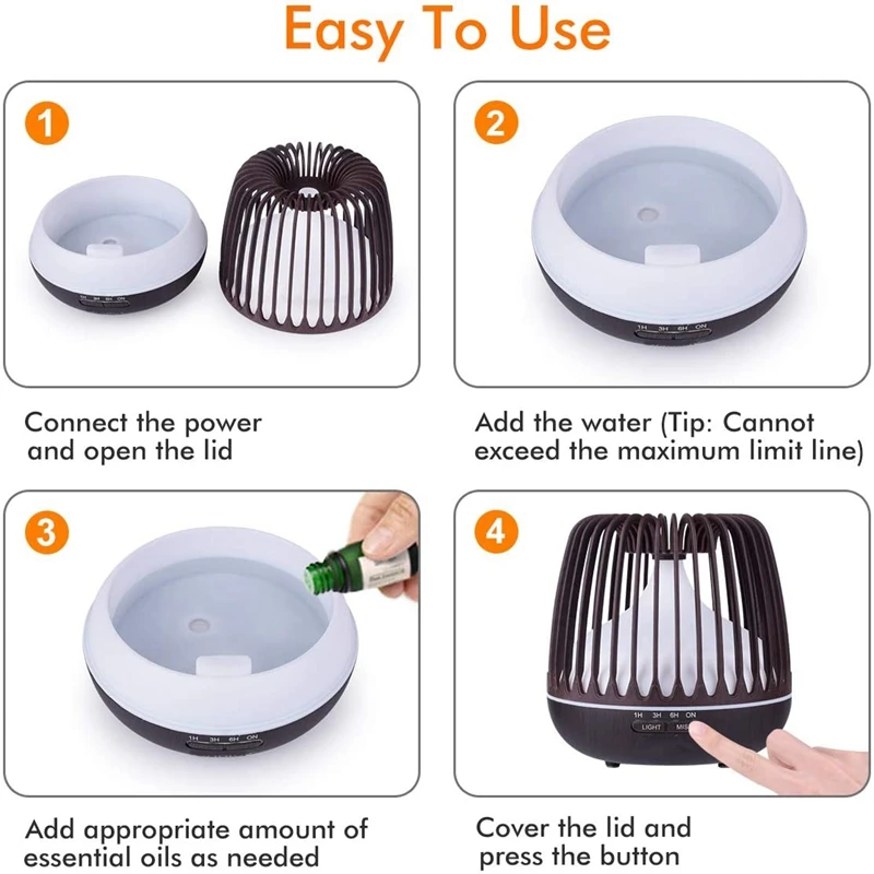

Mini,Aroma Diffuser Humidifiers 500Ml Birdcage Shape Auto Off UK Plug