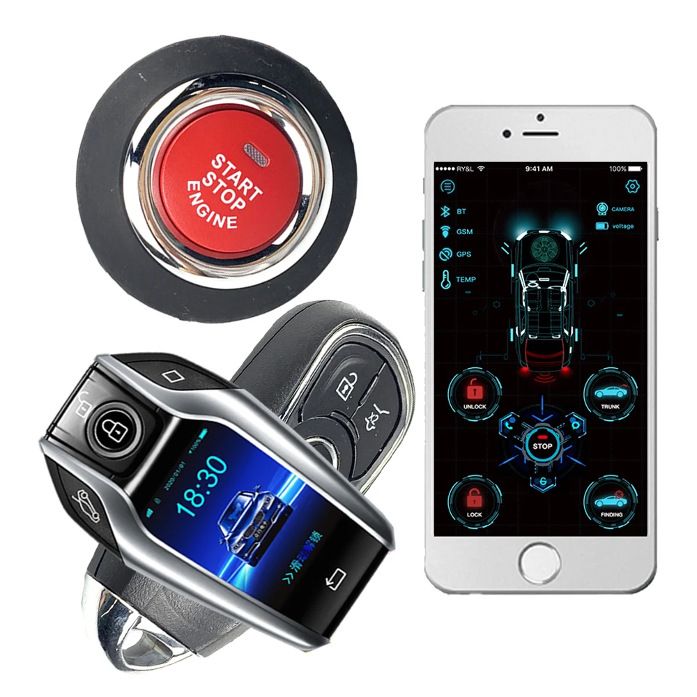 Cardot ЖК сенсорный экран лучший Иммобилайзер Gps Gsm Smart Pke дистанционный стартер
