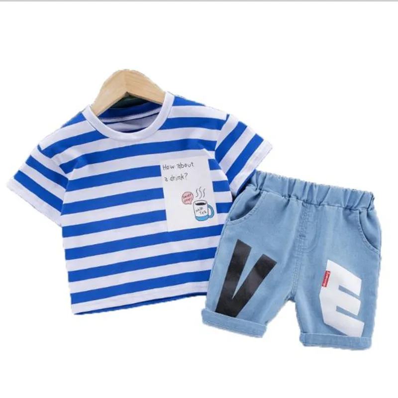 2021 летняя одежда для маленьких мальчиков Комплекты с принтом в виде героев