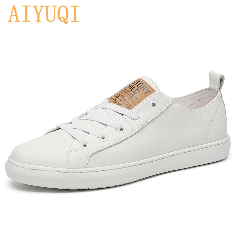 Кроссовки AIYUQI мужские из натуральной кожи Повседневная дышащая обувь простые