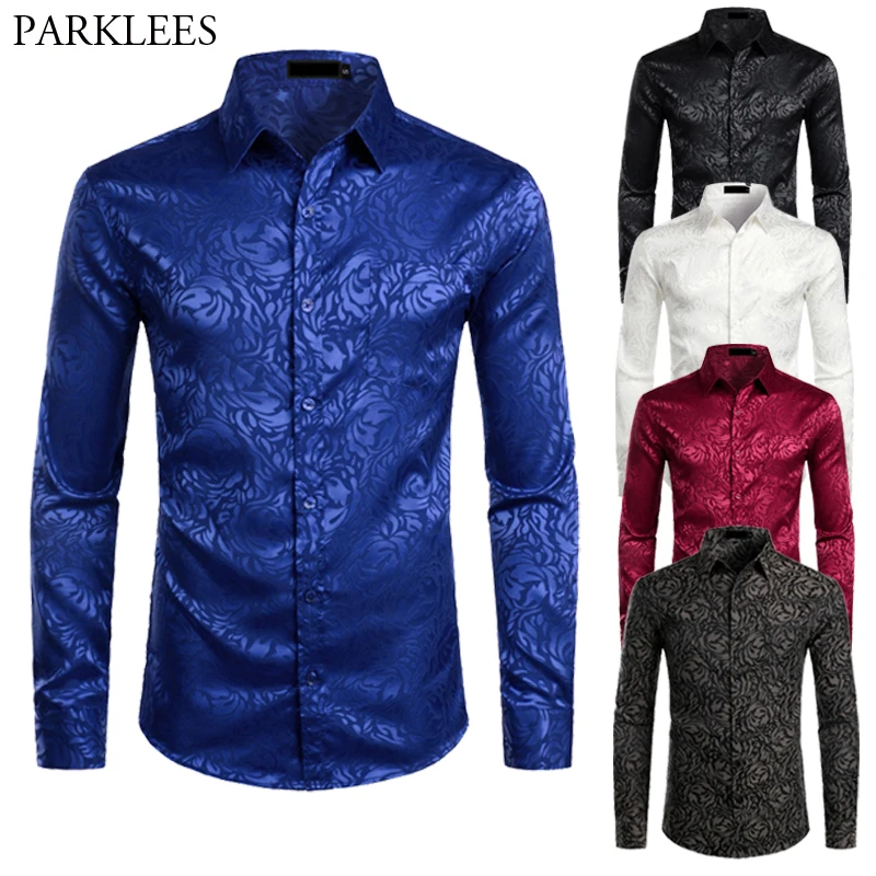

Цветочные белые мужские рубашки с длинным рукавом, модные удобные мужские классические рубашки, мужская повседневная Уличная одежда на пуг...