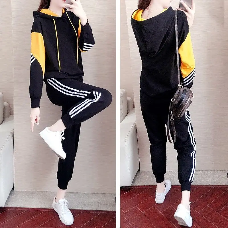 

One Piece/Set Spring And Autumn Fashion Casual Women 2021 New Loose Korean Style Pants Long Sleeve Sweater Two Piece Set Women