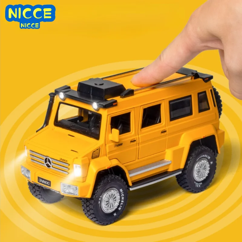 

Nicce 1:28 Simulation Mercedes Benz Unimog Children's Toy with Acousto-optic Alloy Car Model Presents for Boys Yellow