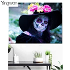 Новый 5d Сделай Сам Алмазная вышивка череп с украшением в виде цветка алмазов картина Люди вышивки крестом Стразы украшения стен дома подарок