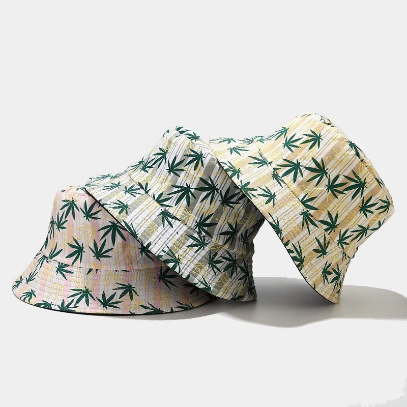 

New Maple Leaf Women's Bucket Hat Reversible Fishermen Hat for Men Summer Outdoor Sun Protection Hat Foldable Unisex Panama Hat