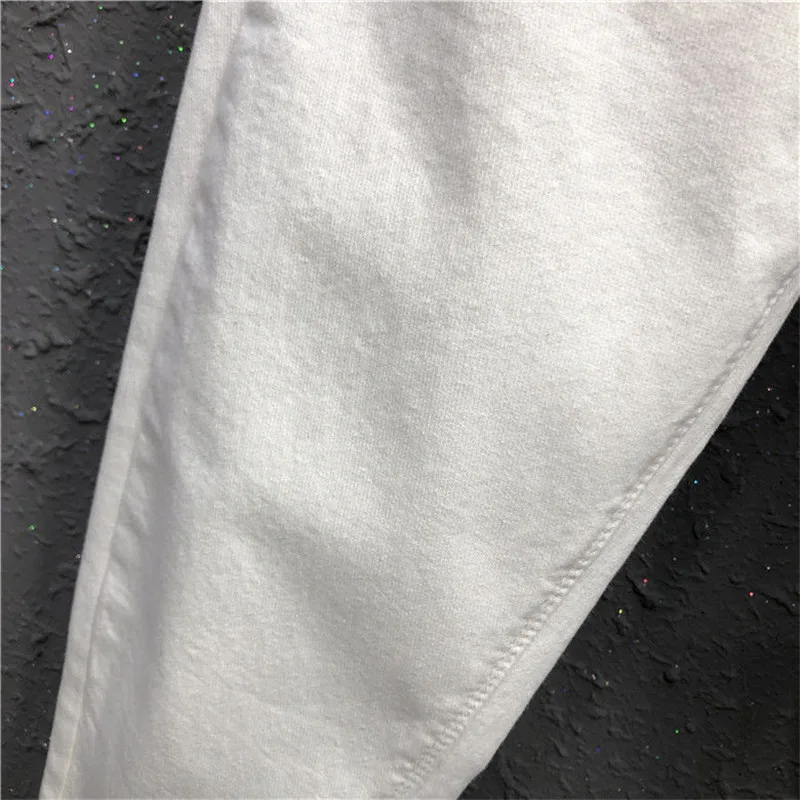 

Spring Summer Thin Women Loose Casual High Waist White Jeans Femme Cotton Stretch Denim Harem Pants Plus Size Capris Jeans Y468