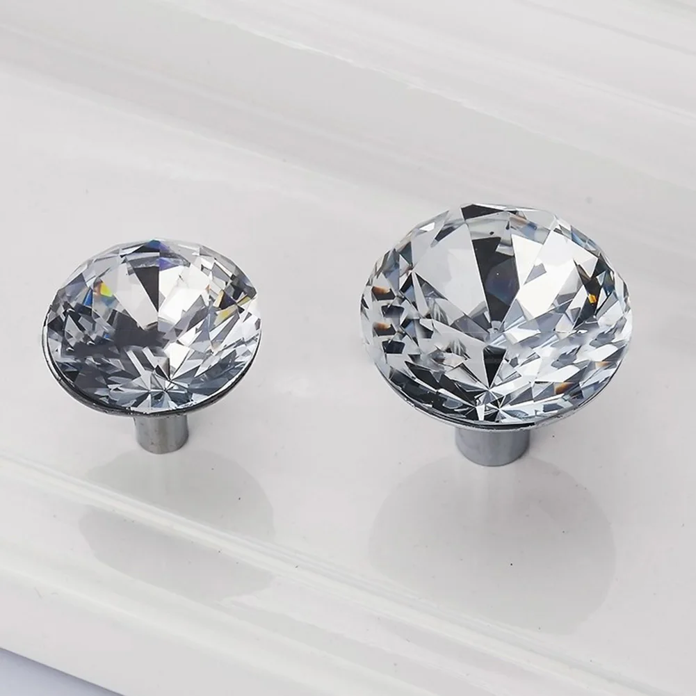 Серебристые ручки из хрустального стекла роскошные декоры для ящика двери шкафа