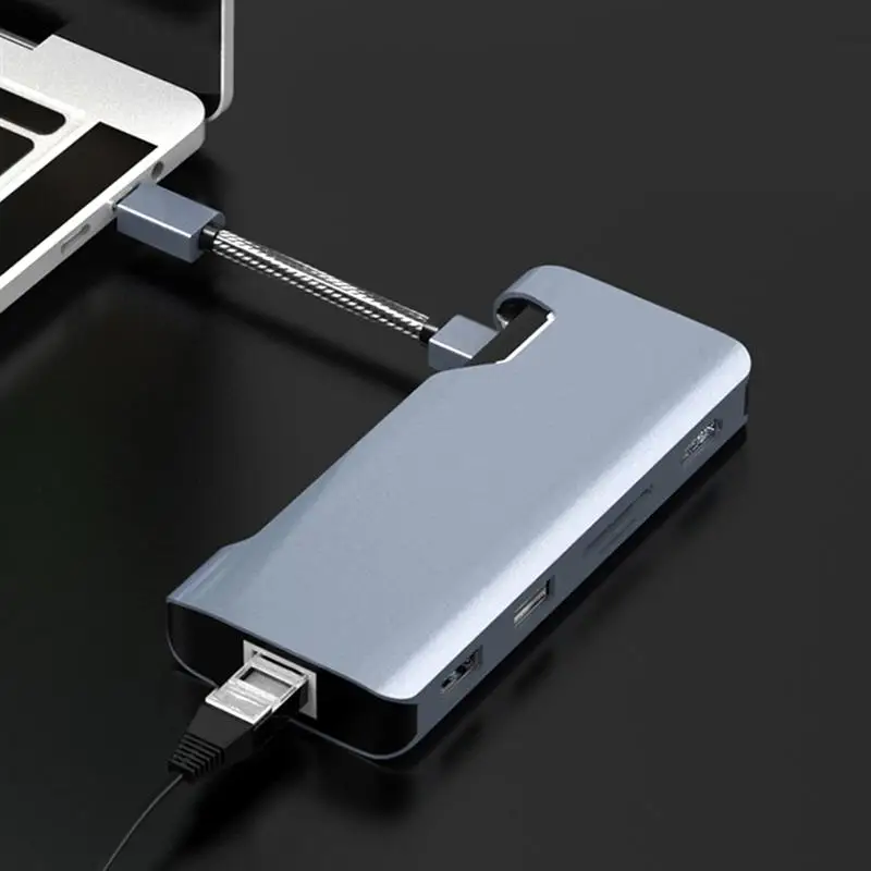 Концентратор USB Type C 7 в 1 к HDMI совместимый 3 0 SD TF RJ45 PD многопортовый адаптер для