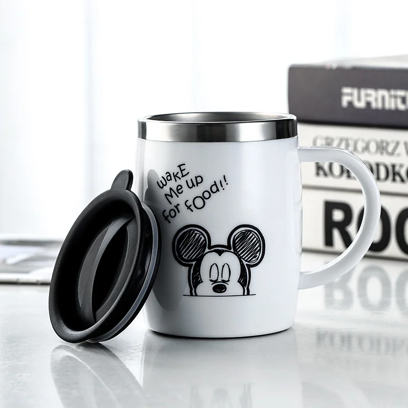 Disney-taza de caf&eacute; encantadora para mujer, vaso de agua de acero inoxidable 304, taza de t&eacute; para oficina para hombres, taza de agua de gran capacidad-5