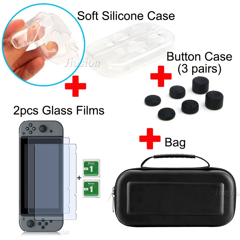 6 in 1 Kit-Black Портативный жесткий чехол в виде ракушки для нитендо переключатель с водонепроницаемостью EVA сумка для хранения для Nitendo переключатель NS аксессуары для консоли - Цвет: 6 in 1 Kit-Black