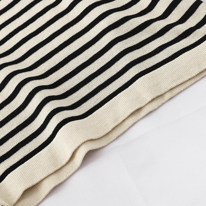 

2021 Autumn Women Sets Knitted Striped Loose Sweater And Wide Leg Pleated A-Line Ankle Length Pant Lady Elegant Pants Tops