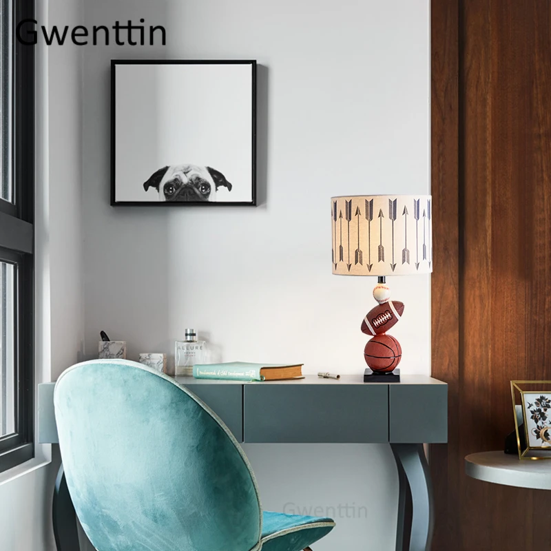 Современные баскетбольные футбольные настольные лампы для гостиной спальни
