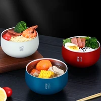 household stainless steel double layer heat insulation anti scalding soup bowl japanese tableware salad dessert noodle rice bowl