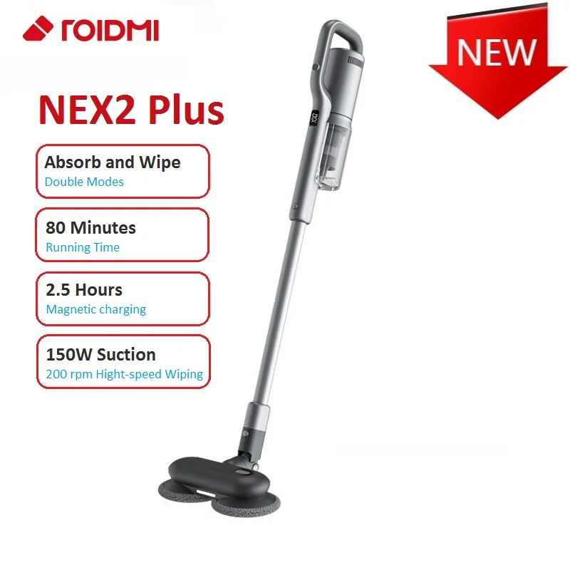 ROIDMI Wireless Handheld Vacuum Cleaner NEX2 Plus 150W 26.5K Pa Integrated Strong Suction and Rubbing 200rpm High-speed Wiping