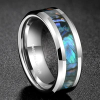 tigrade trendy 8mm inlaid abalone shell beveled tungsten carbide ring jewelry for wedding party finger rings drop shipping