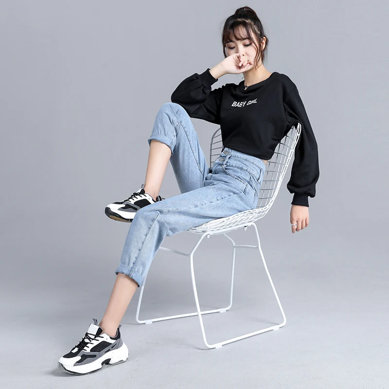 

2021 New Korean Style Autumn High Waist Harem Jeans Women Loose and Thin All-Match Harem Pants Women