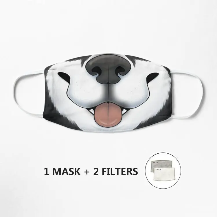 

Black Husky Dog Maskx Mask Print Washable Face Mask Washable Hip Hop Party Magic