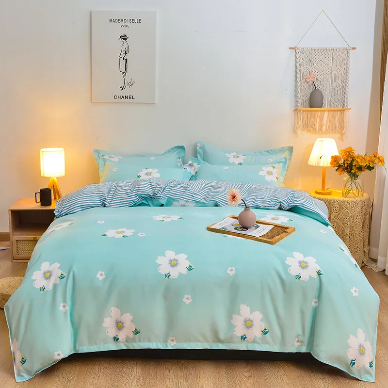 

Пододеяльник в простом стиле, комплект из 3/4 предметов, удобный зеленый складной чехол, простыня, наволочка для детей и взрослых, Океания