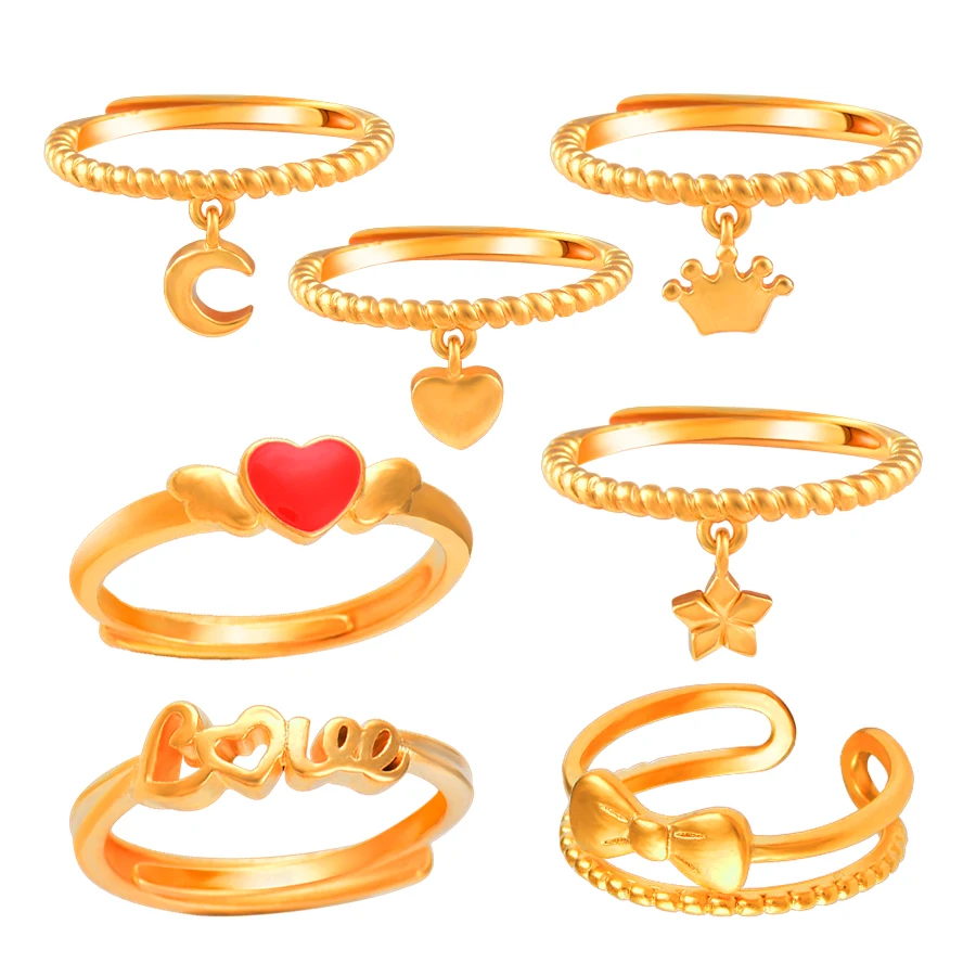 SINLEERY милые кольца в форме короны Луны с бантом и сердцем для женщин желтое