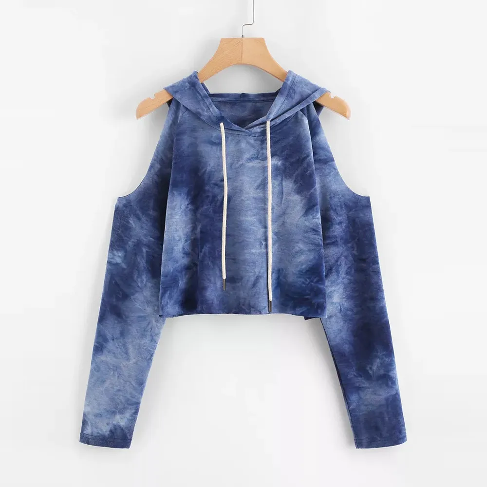 Женская толстовка без бретелек с принтом свитер пуловер длинными рукавами топы