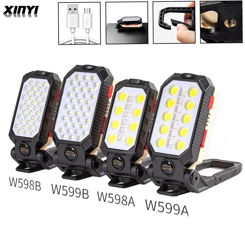 

30000LM USB Rechargeable Strong Magnetic Work Light LED COB Portable Foldable Flashlight Waterproof Camping with Power Display