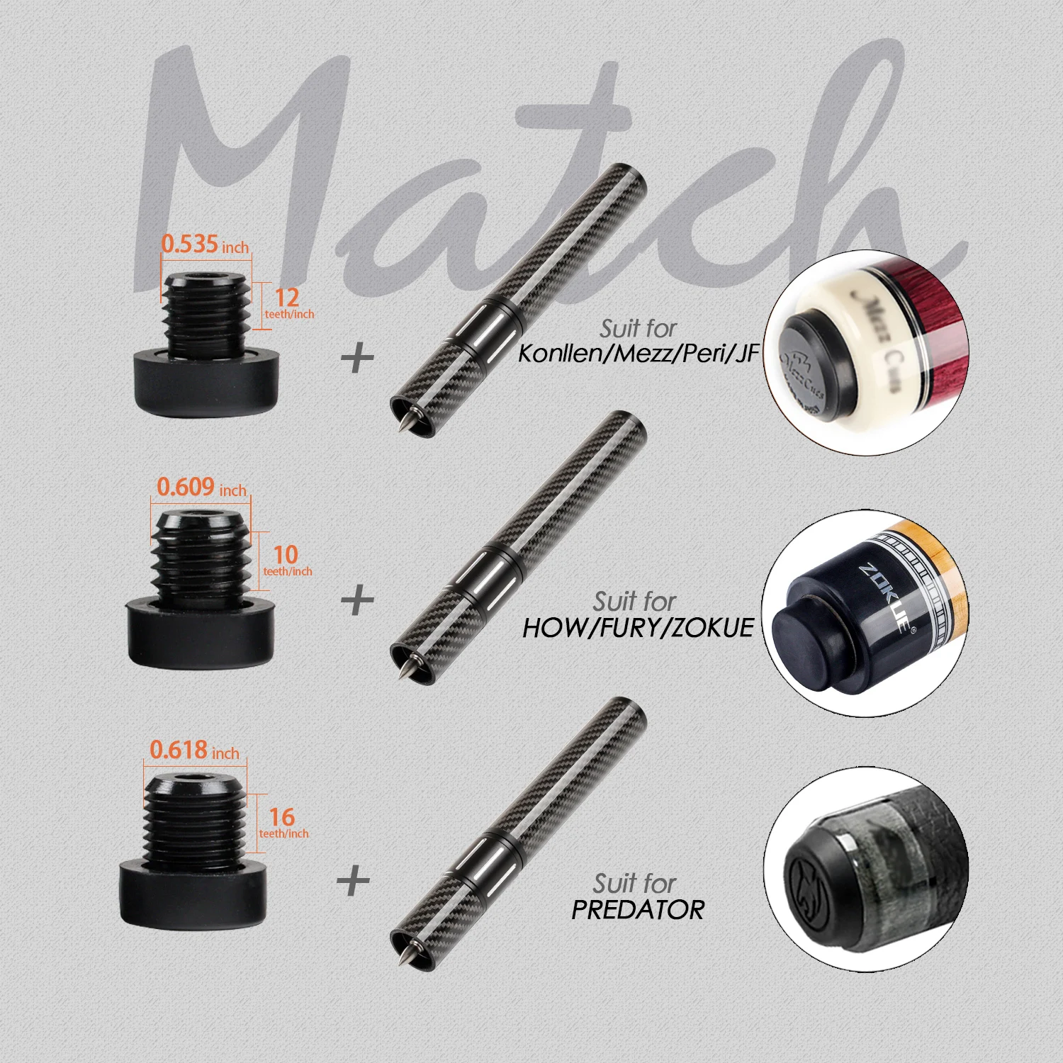 

Billiards Extension Bumper Carbon Fiber Extendable Extension Billiard Accessories for Predator KONLLEN Mezz ZOKUE Jflowers Cue