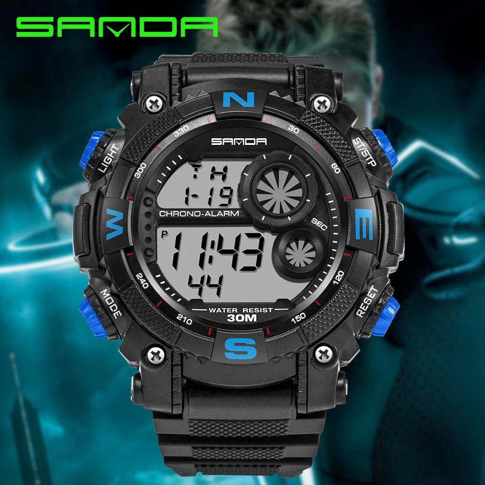 SANDA Outdoor Sports Retro Military Hodinky Timer Alarm Clock Electronic Watch Men's Watches Relogio Masculino | Наручные часы