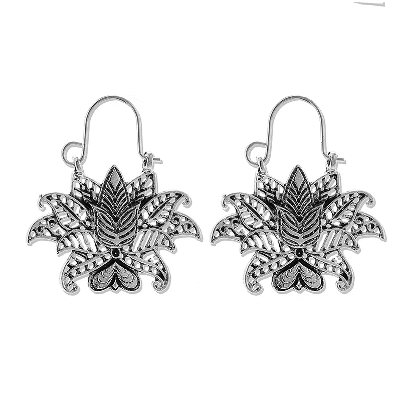 3919-silver Tocona Винтаж Hollw Золото Серебро мандала цветок висячие серьги для женщин Племенной Boho Геометрическая подвеска Серьги Pendientes - Окраска металла: 3919-silver