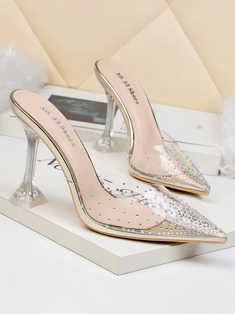 Пикантная женская обувь с украшением в виде кристаллов класса люкс на Шлёпанцы