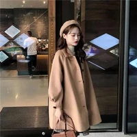 womens autumn spring coats korean style fashion korean lapel outwear single breasted long sleeve top solid windbreaker clothes