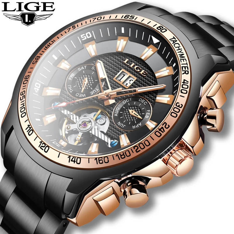 LIGE 2020 новые мужские часы лучший бренд роскошные деловые стальные