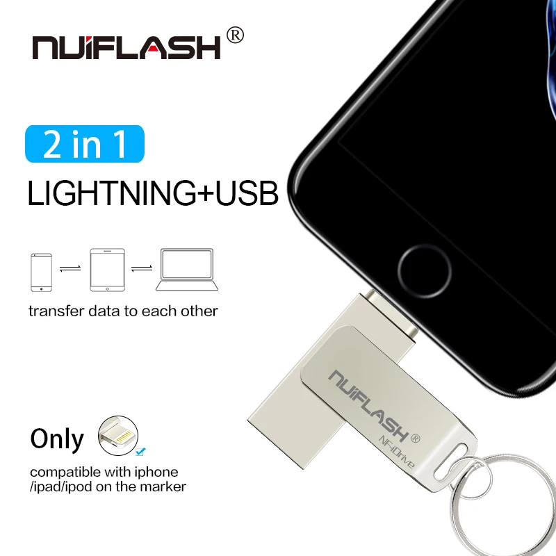Металлический USB флеш-накопитель 128 Гб OTG Флешка 32 64 ГБ Usb 2 0 флэш-диск для iPhone X/8