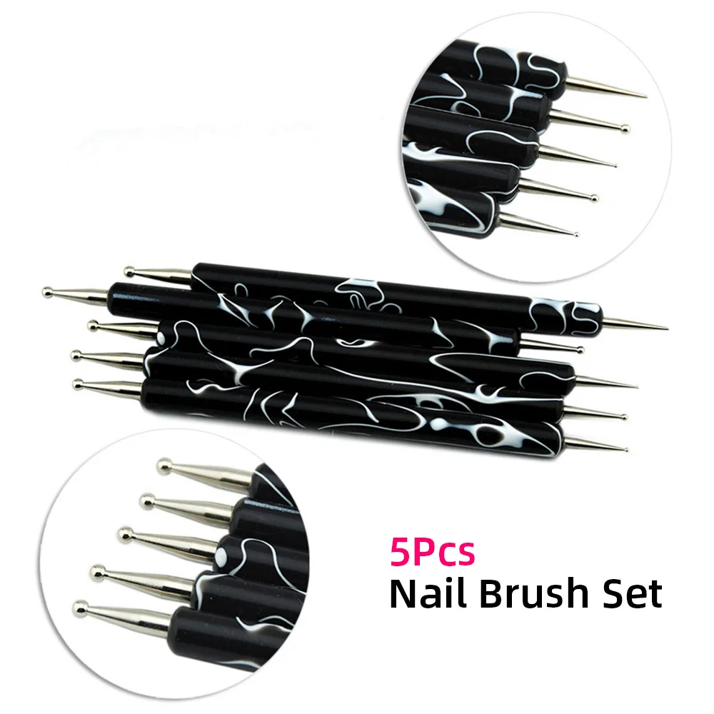 set 4 (5pcs) Missguoguo акриловая кисть для ногтей, кисть для дизайна ногтей, полигелевая кисть для ногтей, для маникюра, круглая головка, УФ-Гель-лак, ручка, профессиональный инструмент для лака - Цвет: set 4 (5pcs)